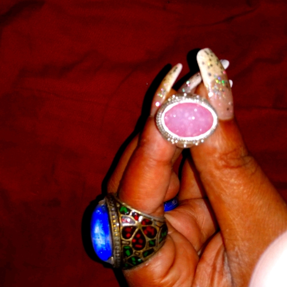 Sterling silver pink druzy #2